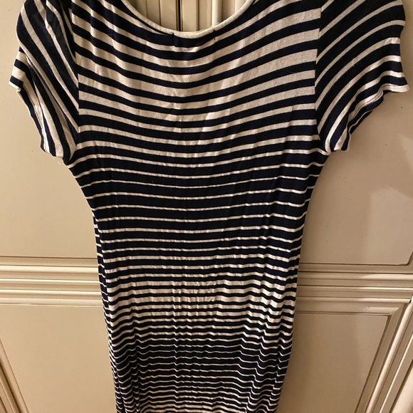 Navy and white striped midi dress - Picture 2 of 2